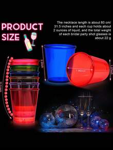 1-6pcs Plastic Bead Chain Necklace, Can Be Used As Mini Shot Glasses, Suitable For Birthday, Wedding, Christmas Party And Other Occasions, Practical High-Strength Colorful Transparent Mini Shot Glass Necklace, Suitable For Bachelor/Bachelorette Party, Bride & Groom Party, Birthday, Wedding, Holiday Parade And Other Occasions - Multicolor - View 10