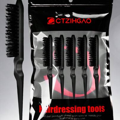 CTZIHGAO 1/3/10 蓬松梳，蓬松梳，三排尼龙材质，适用于细软发质，可用于倒梳、提拉发根和头皮按摩，女士尼龙鬃毛梳，蓬松梳，发际线梳/编发造型工具套装/套装