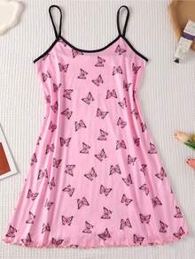 4PCS Women's Butterfly Print Sleepwear Set Top Strap Shorts Home Leisure Print Set Sleeveless - Multicolor - View 6