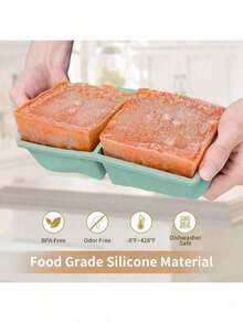 Silicone Freezer Tray For Soup Ice Cubes: 2-Cup Freezing Tray With Lid For Meal Prep - 2Pack Silicon Soup Portion Freeze Tray Make Stock Souped Ice Cube - 綠色 - 查看 2