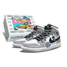 Jordan Air Jordan 1 Cushioning, Wear Resistant Mid Top Vintage Basketball Shoes Men's Gray Gray (Beach Party Gift Box) - Grey (Beach Party Gift Box) - View 1
