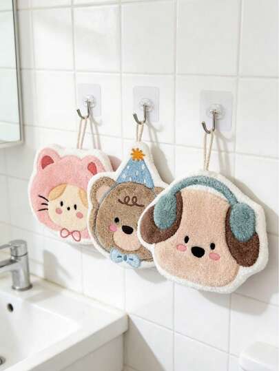 1 ชิ้น ผ้าเช็ดตัวรูปสัตว์การ์ตูน, ดูดซับน้ำได้ดี, แบบแขวน เหมาะสำหรับห้องครัว, ห้องน้ำ, ตกแต่งห้อง, ทำความสะอาดง่าย, ผ้าเช็ดมือในครัว, อุปกรณ์ห้องน้ำ (สีของสินค้าจริงอาจแตกต่างจากภาพเล็กน้อย)