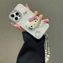 SANRIO Luxury Faux Pearl Rhinestone KT Compatible With Iphone 16 Pro Max Phone Case, New Design Outer Shell Compatible With Iphone 17/11/15 Pro, Cute & Elegant For Women, Protective Cover Compatible With Iphone 14/13/12 Pro Max - Multicolor - View 2
