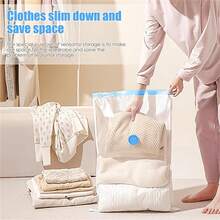 5pcs Thickened Leak-Proof Vacuum Storage Bags/Sealing Bags + Manual Air Pump, Double Zipper Seal And Triple-Layer Sealing Turbine Valve, Suitable For Luggage Packing/Backpack Storage/Dust-Proof/Moving/Camping/And Daily Home Use - View 3