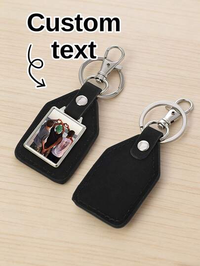 1pc Customized PU Leather Keychain With Personalized Heat Transfer Graphic, Ideal Gift For Family, Friends And Couples
