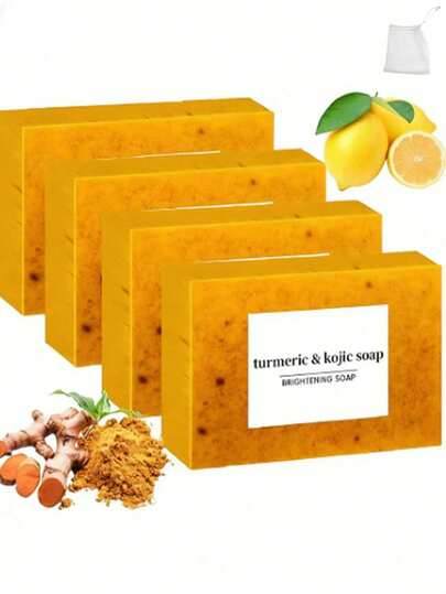 1/3/5pcs Turmeric Vitamin C Niacinamide Brightening Cleansing Soap, Deep Cleanse Skin, Brighten Complexion, Moisturize, Enhance Radiance, Bid Farewell To Dullness And Roughness. Suitable For Bathing, This Handmade Soap Contains Natural Turmeric Extract To Deeply Cleanse And Nourish The Skin.