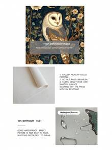 1 Stück rahmenloses Eulenmotiv Kunstwerk mit Blumen- und Mondmustern, vintage verspieltes Waldposter, geeignet für Schlafzimmer, Wohnheim, Wohnzimmer Dekoration, Rückkehr zur Schule Saison, lustiges Poster, Zimmer Dekorations Geschenk - Eule - Übersicht 9