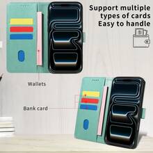 1 pieza Funda magnética para teléfono con estilo de billetera de PU, adecuada para iPhone 17 Pro Max, 17 Pro, 17 Air - Verde - Ver 8