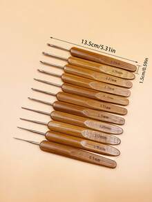 Bộ 11 kim móc đa năng cán tre, đường kính 0.5mm-3.0mm, kim móc trơn tru, thích hợp cho móc ren, dệt tinh xảo, bện, các dự án thủ công DIY và tạo kiểu tóc. - Móc có đầu bằng cacbua - Xem 9