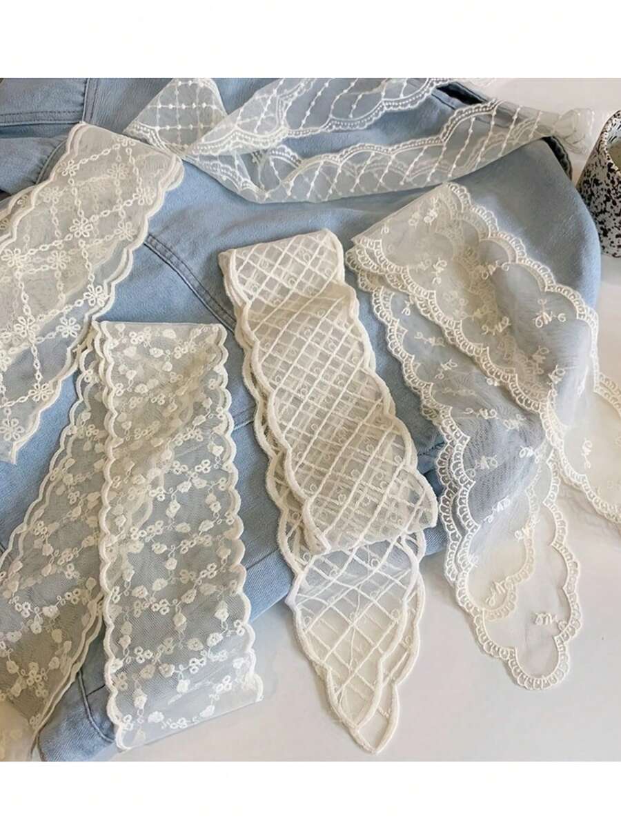 1/2pcs Elegant White Lace Headband, Long Satin Ribbon Hair Tie With Soft Bow, Lace, Retro, Floral, Bowknot, Boho Style Summer Hair Accessories Beach Vacay Hair Bands