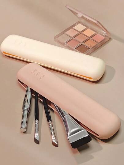 1pc Silicone Brow Pencil Case Makeup Brush Eyeshadow Brush Storage Set Dust-Proof Simple Portable Travel Bag Specific