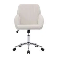 Height-Adjustable Swivel Office Chair For Home And Bedroom, Ergonomic Swivel Chair With Backrest, Suitable For Long Periods Of Sitting. - 白色 - 查看 7