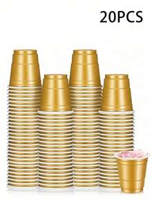 20个迷你派对纸杯，2盎司渐变粉色纸杯，适用于派对、野餐、婚礼、家庭、办公室，可重复使用，母亲节派对用品 - 彩色 - 查看 13