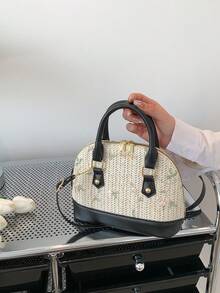 Túi xách kiểu Trung Quốc thanh lịch, túi xách vỏ sò dệt tối giản thời trang, túi tote sang trọng, túi đeo vai vỏ sò đi làm hàng ngày mới, túi xách tối giản phong cách. - màu đen - Xem 7