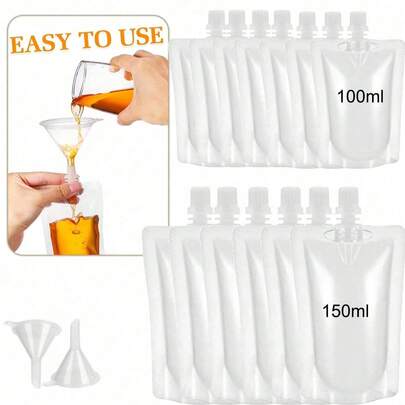 Túi đựng đồ uống cà phê dạng lỏng 50-500ml, túi đựng đồ uống di động, túi đựng nước ép, bình đựng đồ uống nóng/lạnh dạng đứng, túi xuất khẩu trong suốt, chống rò rỉ, túi đựng đồ uống bằng nhựa, túi đựng nước ngoài trời trong suốt di động, túi bóp chống rò rỉ khi đi du lịch, túi đựng chất lỏng kín có thể tái sử dụng để đựng đồ uống có cồn, sữa và các loại đồ uống khác, dung tích bình nước: 50ml/100ml/150ml/200ml/250ml/300ml/350ml/500ml