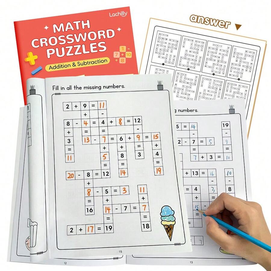 Lachilly Math Puzzle Workbook, Practice Addition And Subtraction, Suitable For Smart Kids, Teens And Children, Math Games, Kids Thinking Training Book, Kindergarten & Elementary School Supplies