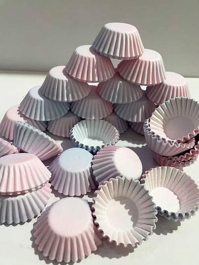100 piezas/200 piezas/500 piezas/1000 piezas Moldes para mini cupcakes, tazas de hornear con patrón degradado antiadherente, tazas para muffins de 0.98 pulgadas de diámetro, aptas para muffins, pasteles y tartas pequeñas