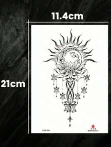 1pc Waterproof Temporary Tattoo, Sexy Geometric, Moon & Sun Patterns, Lasts 3-5 Days, Suitable For Men & Women To Cover Scars On Chest, Waist, Arms, Thighs Or Back, Great For Parties, Gifts, Vacations, Easy To Apply & Remove One-Time Body Art Tattoo Sticker,Spine Tattoo - Black - View 5