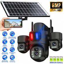 A True Three Lens Solar Powered Security Camera Equipped With Red And Blue Alarm Lights, Supporting 2.4GHz/5.8GHz WiFi, 360 ° Steering, PIR Motion Detection, Full-Color Night Vision, Two-Way Audio, IP66, And Can Be Used In Conjunction With Various - 黑色L3MSXT-BLACK - 查看 2