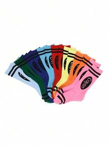 4 Pares/8 Pares de Calcetines de Tobillo Rayados Coloridos, Calcetines Delgados Suaves, Innovadores y Creativos Adecuados para Mujeres - Multicolor - Ver 9