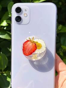 印花夏季水果花卉手机支架，可扩展桌面支架，指环支架，兼容、三星、安卓手机壳，带支架底座，女孩礼物 - 彩色 - 查看 1