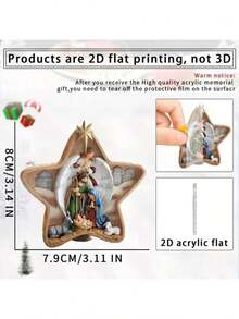 1pc Nativity Scene 2D Acrylic Christmas Tree Ornament - Holiday Home Decor No Power Needed No Feathers Car And Keychain Accessories Party Favors Christmas Tree Hanging Ornaments Party Decorations Random Cord Style Please Peel Film Before Use Christmas Decorations Room Decor Winter Christmas Decorations Home Christmas Gifts Christmas Decor - Multicolor - View 3