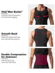 Men's Slimming Vest Tummy Control Shapewear Tank Top Chest Compression Shirt Body Shaper Gynecomastia Compression Undershirts Shaping Belly Abdomen Underwear Gym Workout - trắng - Xem 3