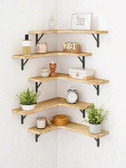1pc/5pcs Rustic Metal Corner Shelf, Suitable For Bathroom, Kitchen, Living Room And Bedroom Decor, Designed For Corner Space, Display Art Pieces And Storage Items, Maximize Corner Space Utilization