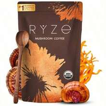 Mushroom Coffee USDA Organic With 6 Adaptogenic Mushrooms And MCT Oil, USA Grown Instant Coffee For Better Energy, Focus, Digestion, Immunity With Cordyceps, Lion's Mane, Turkey Tail, 30 Servings - 1 CÁI - Xem 1
