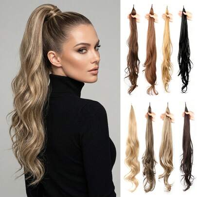 Extensiones de cabello rizado de cola de caballo extra largas, adecuadas para uso diario