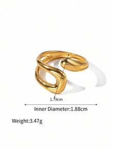 1pc Stainless Steel Fashionable Geometric Ring, Suitable For Daily Wear - Gold - View 4