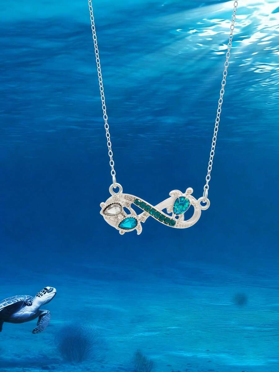 1 pieza Colgante con símbolo de infinito de tortuga azul estilo océano, regalo para fiesta/festividad - Multicolor - Ver 1