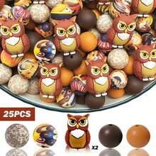 5/25颗3D可爱动物系列硅胶珠套装，鸭子、青蛙、熊、蜜蜂、猫头鹰造型珠子，可用于DIY钥匙扣、项链、手链、珠宝吊坠，节日和生日礼物 - 3D動物組合3 - 查看 12