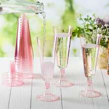 100/50/30/25/20/10/5 pezzi Set di Bicchieri da Champagne Rosa, Flute da Champagne da Festa, Bicchieri da Cocktail con Stelo Lungo e Glitter, Adatti per Bevande e Bevande in Polvere, Bicchieri da Cocktail Riutilizzabili Trasparenti da 5 once, Ideali per Feste, Matrimoni ed Eventi di Grandi Dimensioni - Visualizzare 8
