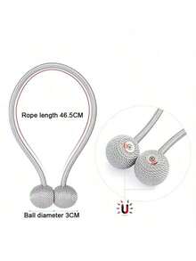 2 dây buộc rèm cửa từ tính có dây buộc, kẹp rèm hình tai nghe, dây giữ rèm không cần khoan - 2pcs - Xem 4