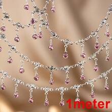 Corrente de 1 metro com strass de vidro brilhante multicolorido em formato de garra, pingente de contas, corrente de cobre com borla, ideal para confecção de colares, pulseiras e decoração de roupas. - corrente de cobre faça você mesmo - Ver 13