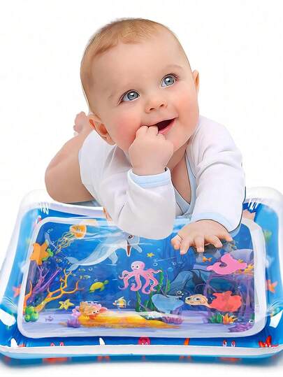 UINLE Baby 1pc Baby Crawling Training Inflatable Slap Mat, Made Of Thickened PVC Material, Non-Slip Anti-Burst Inflatable Water Mat, Strengthens Baby's Muscles And Promotes Development, Suitable For Indoor Play, Crawling Practice, Parent-Child Interaction, Easy To Carry After Inflation, Infant Sensory Toy, Baby Crawling Mat, Suitable As Baby Birthday Or Holiday Gift