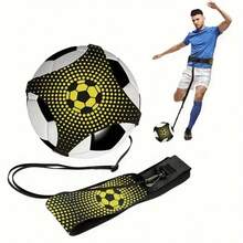 Entrenador de patadas de fútbol manos libres, bolsa de malabarismo de fútbol, ayuda de entrenamiento de fútbol, cinturón de práctica de fútbol de nailon duradero, adecuado para práctica de fútbol en solitario, equipo deportivo de fútbol, accesorios de fútbol y deportes al aire libre, cinturón de cintura ajustable, ¡mejora tus habilidades de fútbol! - Negro - Ver 1