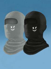 1 pieza/2 piezas Pasamontañas unisex estampado, máscara facial a prueba de viento para uso al aire libre, adecuada para uso diario, esquí, ciclismo, otoño/invierno, festivales, vacaciones - Estilo F - Ver 21