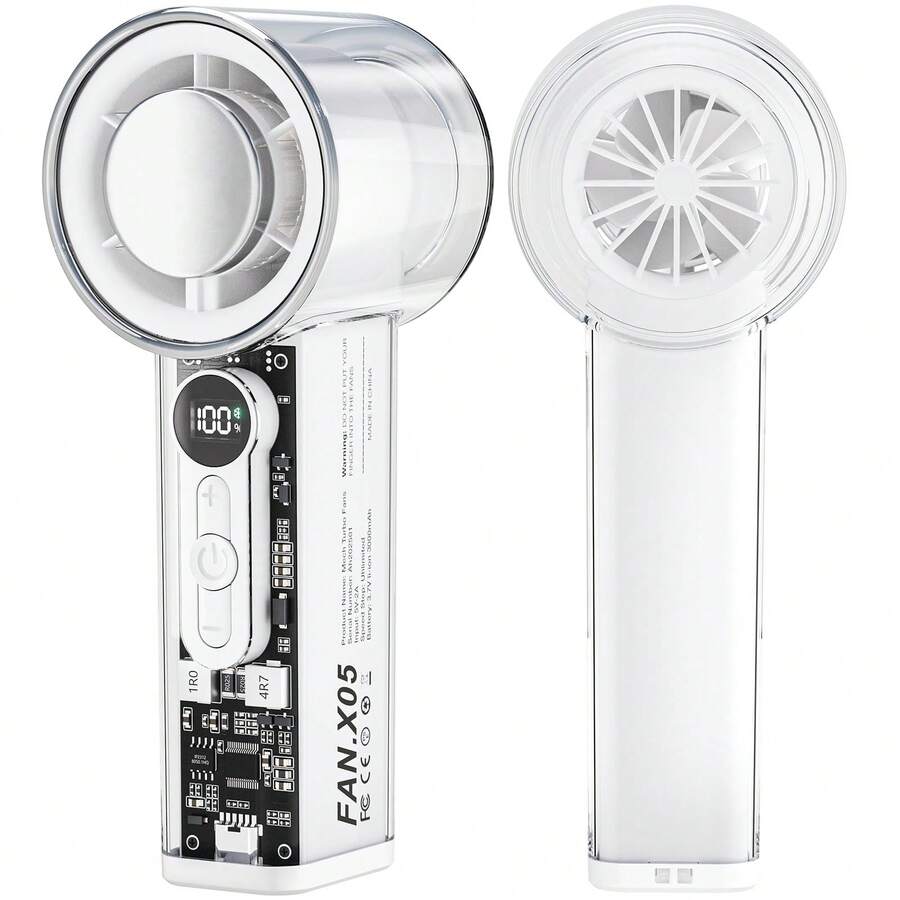 Quạt cầm tay turbo di động, chạy bằng pin, thời gian hoạt động lên đến 12 giờ, quạt cầm tay 3 trong 1 với công nghệ làm mát turbo, lý tưởng cho các hoạt động ngoài trời, du lịch, bãi biển. - Trắng - Chuyên nghiệp - Xem 1