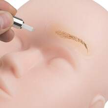 10片眉毛纹身贴纸，逼真肤色印刷眉线练习贴，永久硅胶纹身训练工具 - 彩色 - 查看 2