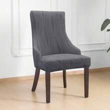 1 chiếc bọc ghế ăn có lưng tựa hình chữ T, họa tiết sọc dọc, chất liệu jacquard, có độ co giãn, dùng cho nhà bếp, có thể tháo rời và giặt được, phù hợp cho gia đình, nhà bếp, tiệc tùng, khách sạn, lễ kỷ niệm. - Vải jacquard hoa súng - Xem 11