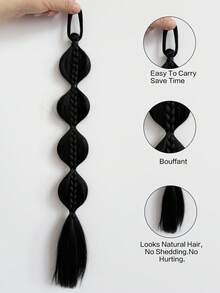 1 lọn tóc giả bện kiểu bong bóng, dài 18 inch, kiểu tóc đuôi ngựa xoắn có dây chun dành cho trẻ em - Nhiều màu - Xem 6