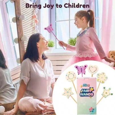 12pcs Kids DIY Fairy Magic Wand Craft Set - Unfinished Wooden Magic Wands With Rhinestone Stickers And Colorful Ribbons, Girls Arts & Crafts DIY Princess Magic Wand Handmade Kit - 12pcs Blank Wooden Magic Wands With Gem Stickers And Ribbons, Children's Party Favors Fairy Magic Wand Set - Wooden Blank Magic Wands With Gem Stickers And Ribbons