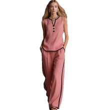 Women's 2026 Spring/Summer New Button Sleeveless Fashion Casual Two-Piece Suit - trắng - Xem 5