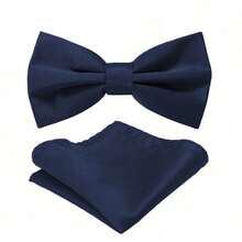 Men's Solid Color Pre-Tied Bow Tie And Pocket Square Set, Casual Men's Necktie - Multicolor - View 20