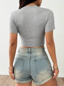 Customized Women's Short Sleeve Fitted T-Shirt, Add Your Text, Choose Your Favorite Color And Font Sports - Light Grey - View 4
