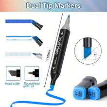 168/120/80/48/36/24 PCS Marker Sets, Dual-Tips, DIY Craft Pens, Watercolor Pens, School Supplies, Professional Permanent Colors, For Painting, Sketching, Coloring, Calligraphy - Ideal For Halloween & Christmas Gifts, Art Lovers, Art Supplies - 34+2 pcs - 查看 5