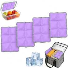 4pcs Reusable Ice Packs For Lunch Boxes & Coolers, (6"X4"X0.7") Slim Freezer Packs For Lunch Bags, Small  Cooler For Picnic & Camping,44655774 - Purple - View 1