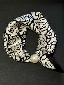 1pc Bandana Magnetic Clasp Scarf, New Arrival Pearl Buckle Scarf, Fashionable Elegant Neck Scarf Accessory For Women - Multicolor - View 13